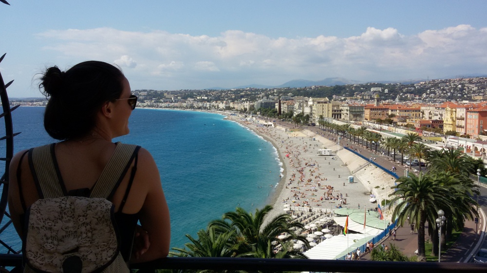 Natasha looking over the Cote d'Azure (the blue coast of the French Riviera), Nice.